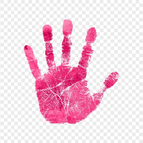 HD Cerise Pink Watercolor Real Hand Print PNG
