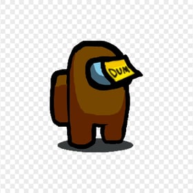 HD Among Us Brown Crewmate Character With Dum Sticky Note Hat PNG