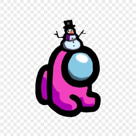 HD Pink Among Us Mini Crewmate Baby With Snowman Hat PNG