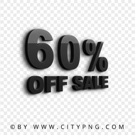 60 Percent OFF Sale Text Black 3D Logo Sign PNG IMG