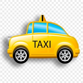 HD Cartoon Yellow Mini Cab Taxi Car PNG
