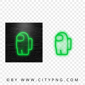 HD Green Neon Among Us Game Character PNG