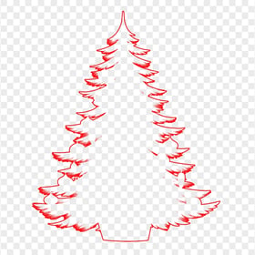 HD Decorated Christmas Tree Outline Red Silhouette PNG