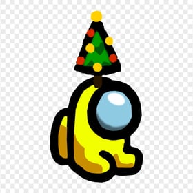 HD Yellow Among Us Mini Crewmate Baby With Christmas Tree Hat PNG
