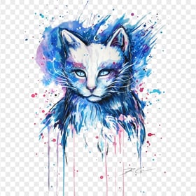 Unique Galaxy Cat Painting HD Transparent Background