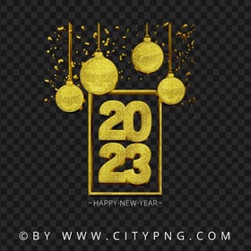 2023 Gold Glitter Luxury Happy New Year HD PNG