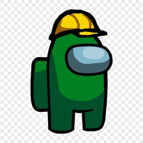 HD Green Among Us Character With Hard Construction Hat PNG