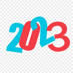 Blue & Red Flat 2023 Text Logo Numbers PNG