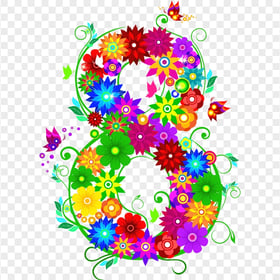 8 Number Vector Colorful Flowers Art Graphic