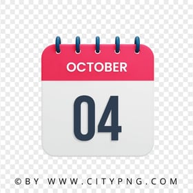 4th October Date Vector Calendar Icon HD PNG
