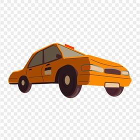 HD 3D Illustration Cartoon Orange Taxi Cab Car PNG
