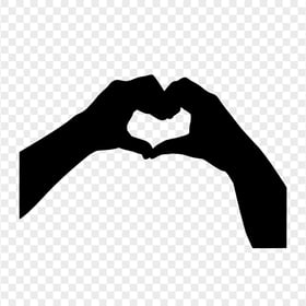 Black Silhouette Of Hands Forming Heart Sign PNG