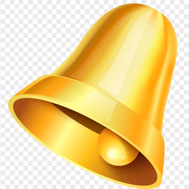 Realistic 3D Yellow Gold Bell Illustration PNG