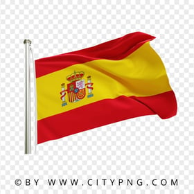 HD Waving Spain Flag Pole PNG