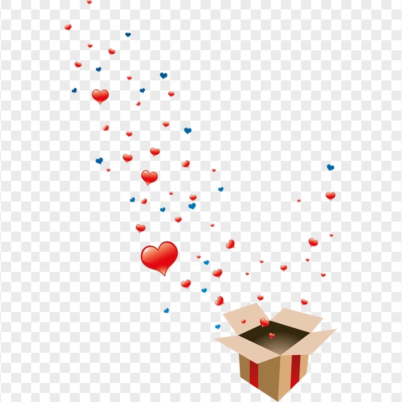 HD Emoji Hearts Flying Out From Box PNG