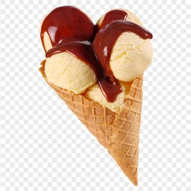 Ice cream Cone Vanilla With Chocolate Syrup PNG