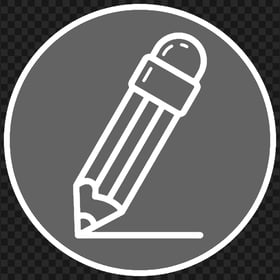 HD Grey & White Round Pencil Icon Outline PNG