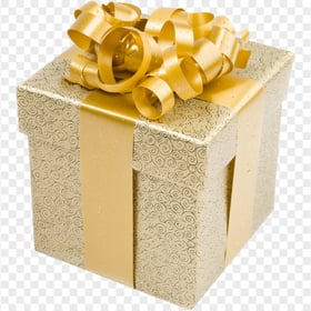 HD Yellow Real Gift Box With Golden Ribbon PNG