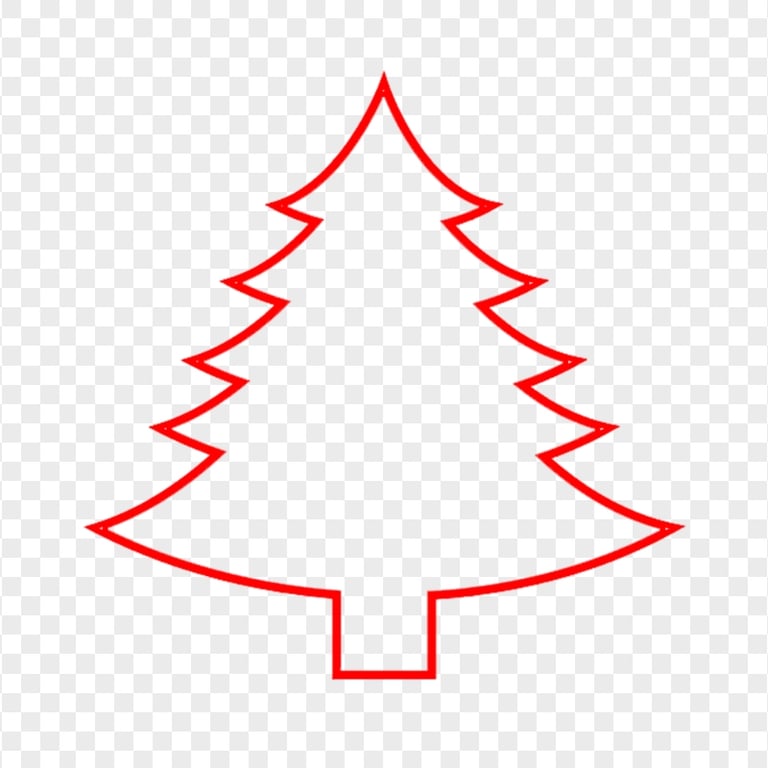 HD Simple Red Outline Christmas Tree Palm PNG
