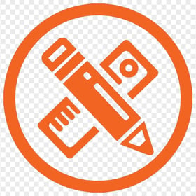 HD Orange Round Icon Contains Pencil and Ruler PNG