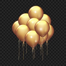 HD Group Of Aesthetic Beautiful Gold Ballons Flying PNG