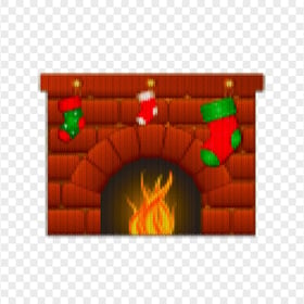 Cartoon Christmas Fireplace Embroidery Design PNG