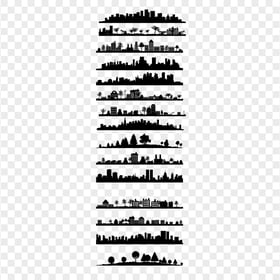 HD Set Of Skylines Cities Black Silhouette PNG