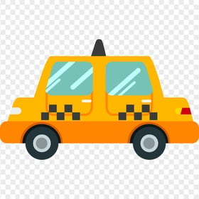 Side View Of Yellow Cartoon Vector Taxi Cab HD PNG