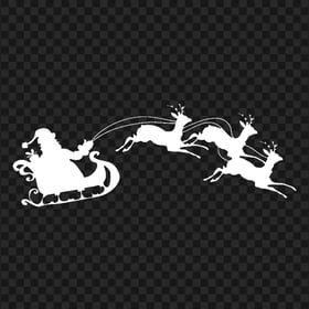 Santa Ride Sleigh Reindeer White Silhouette PNG IMG