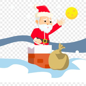 Vector Cartoon Santa Claus In A Snowy Chimney PNG