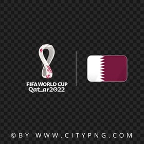Qatar Flag With Fifa 2022 World Cup Logo PNG Image