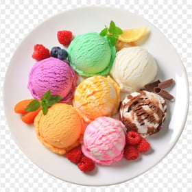HD Ice Cream Flavors Plate Top View PNG