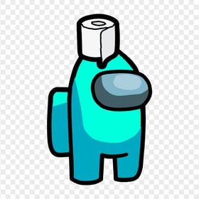 HD Cyan Among Us Crewmate Character With Toilet Paper Hat PNG
