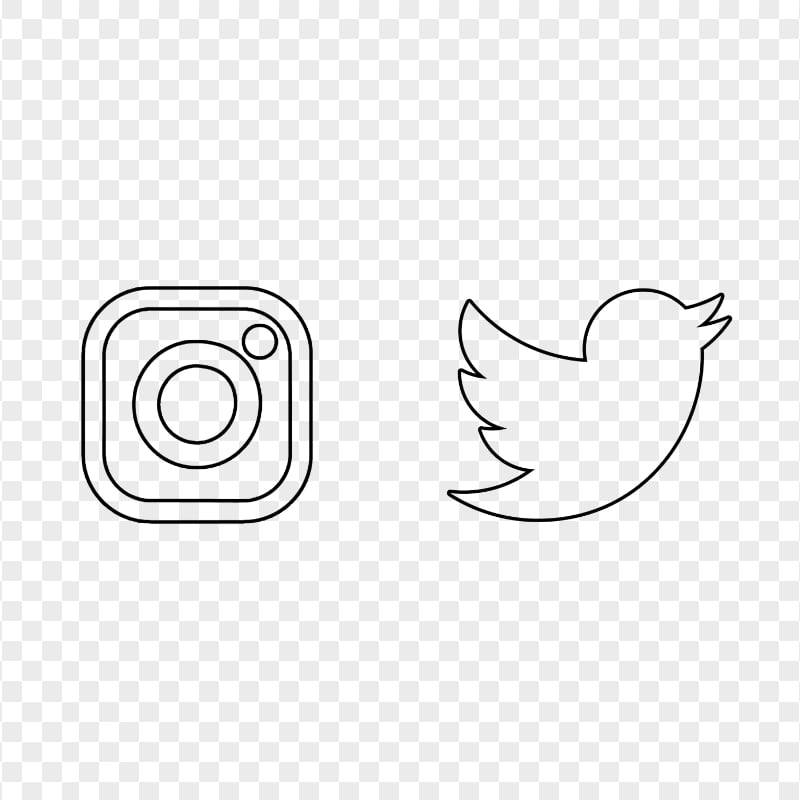 HD Instagram Twitter Black Outline Icons PNG