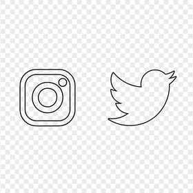 HD Instagram Twitter Black Outline Icons PNG