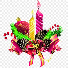 Holiday Christmas Candles Cartoon Illustration PNG