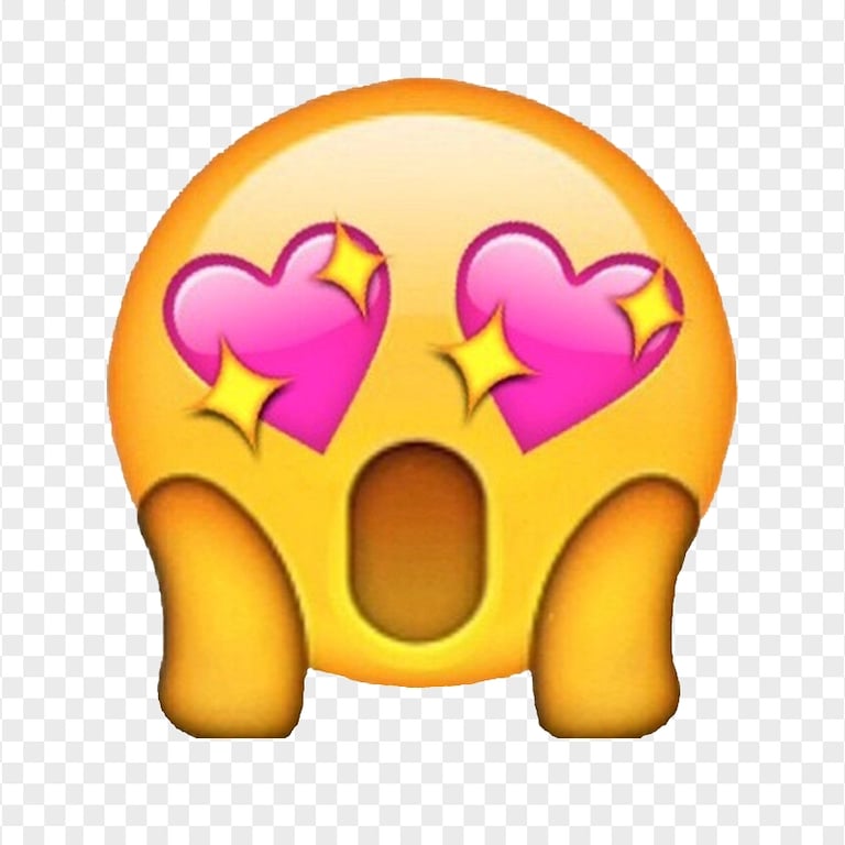 OMG Face Surprised Pink Hearts Eyes Emoji