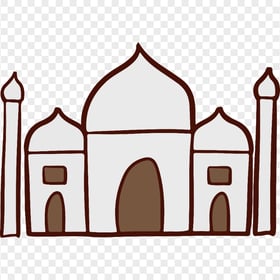 Drawing Cartoon Masjid Mosque Icon Illustration