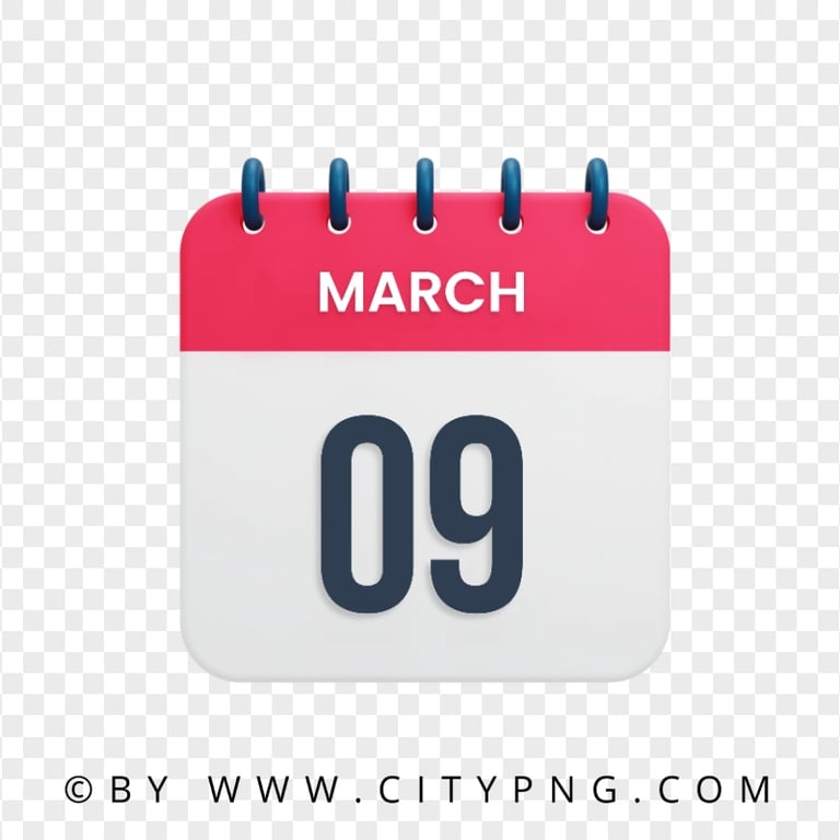 HD March 9th Date Vector Calendar Icon Transparent PNG Citypng