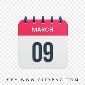HD March 9th Date Vector Calendar Icon Transparent PNG