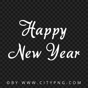 Happy New Year White Typography Lettering Text PNG