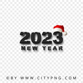 2023 Black Snowy Logo With Santa Hat PNG
