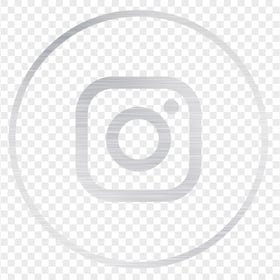 HD Silver Metal Brushed Outline Round Instagram Logo Icon PNG