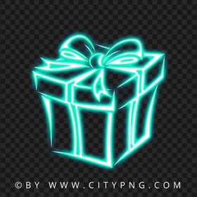 PNG Blue Green Glowing Neon Gift Box