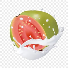 HD Milk Guava Fruit Splash Illustration PNG