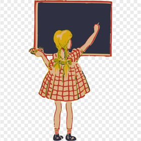 Cartoon Clipart Girl Blackboard PNG