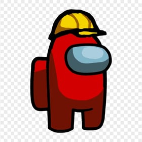 HD Red Among Us Character With Hard Construction Hat PNG