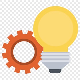 Vector Icon Gear With Light Bulb PNG