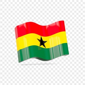 3D Waving Ghana Flag Icon PNG