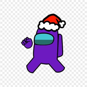 HD Purple Among Us Character Wear Santa Hat PNG